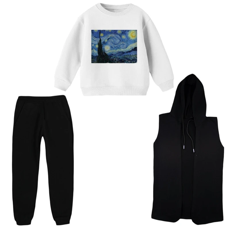 ست 3 تکه لباس راحتی بچگانه مدل شب پر ستاره کد 1