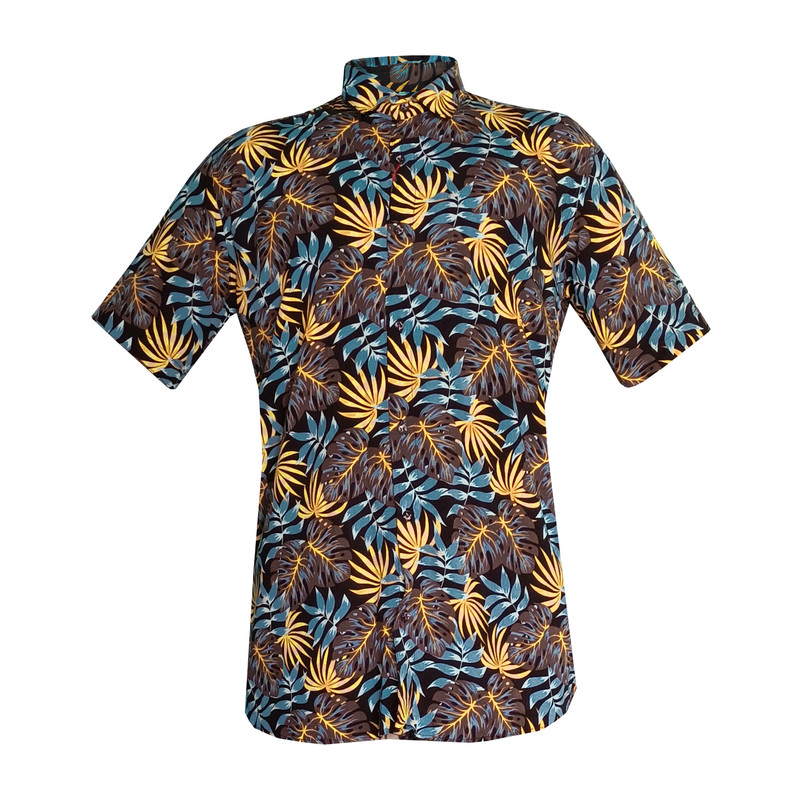 پیراهن آستین کوتاه مردانه مدل هاوایی برگ کد AB-GH-ZA