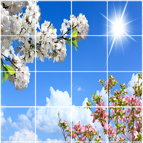 تایل سقفی آسمان مجازی طرح گل کد ST 2414-16 سایز 60x60 سانتی متر مجموعه 16عددی