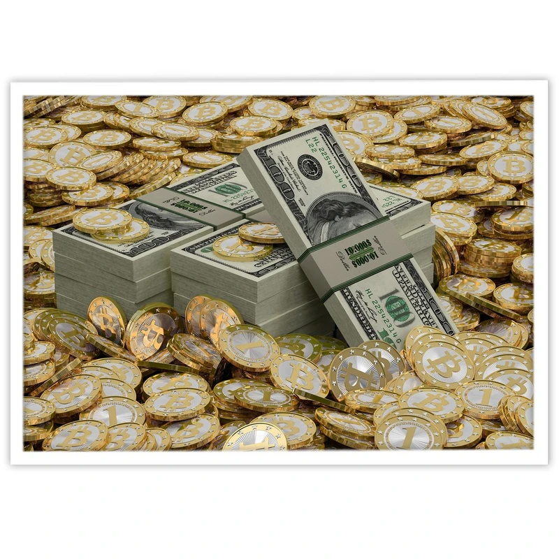 تابلو بکلیت طرح بازار مالی بیت کوین و اسکناس مدل W-11428