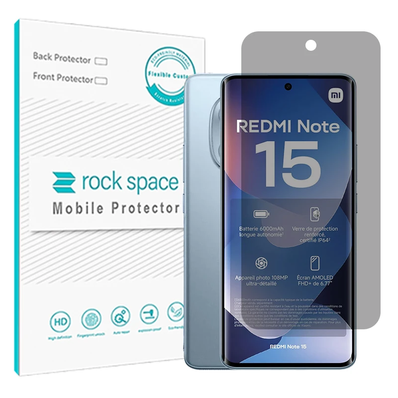 محافظ صفحه نمایش حریم شخصی راک اسپیس مدل Resistant مناسب برای گوشی موبایل شیائومی Redmi Note 15 4G