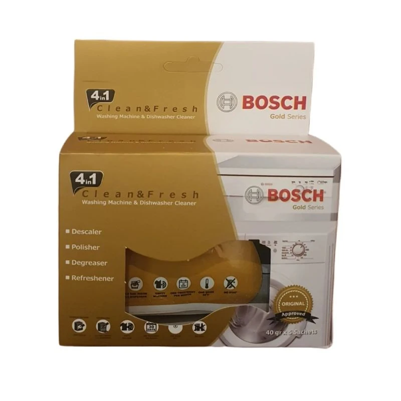 پودر جرم گیر ماشین لباسشویی و ظرفشویی BGgold مدل 4in1 بسته 5 عددی