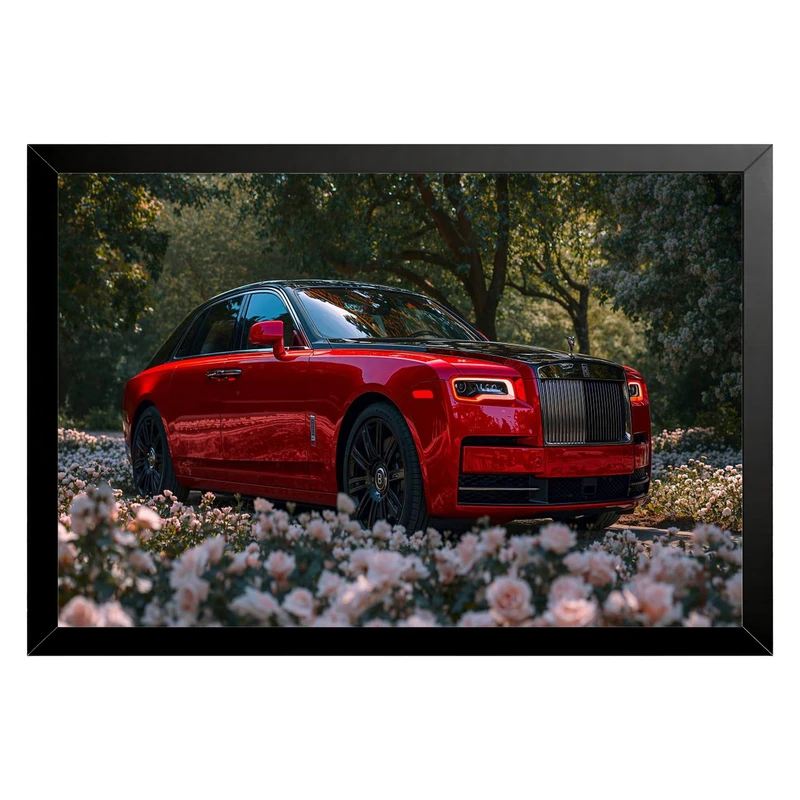 تابلو بکلیت طرح ماشین و خودرو Rolls-Royce Phantom مدل B-pe130190 فریم مشکی