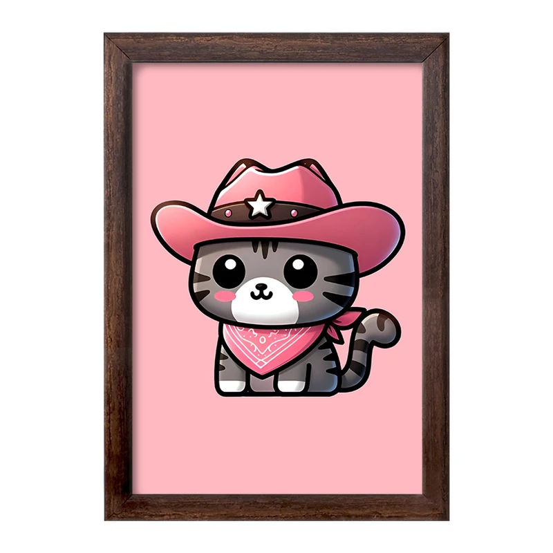 تابلو خندالو طرح گربه کابوی کد F7748