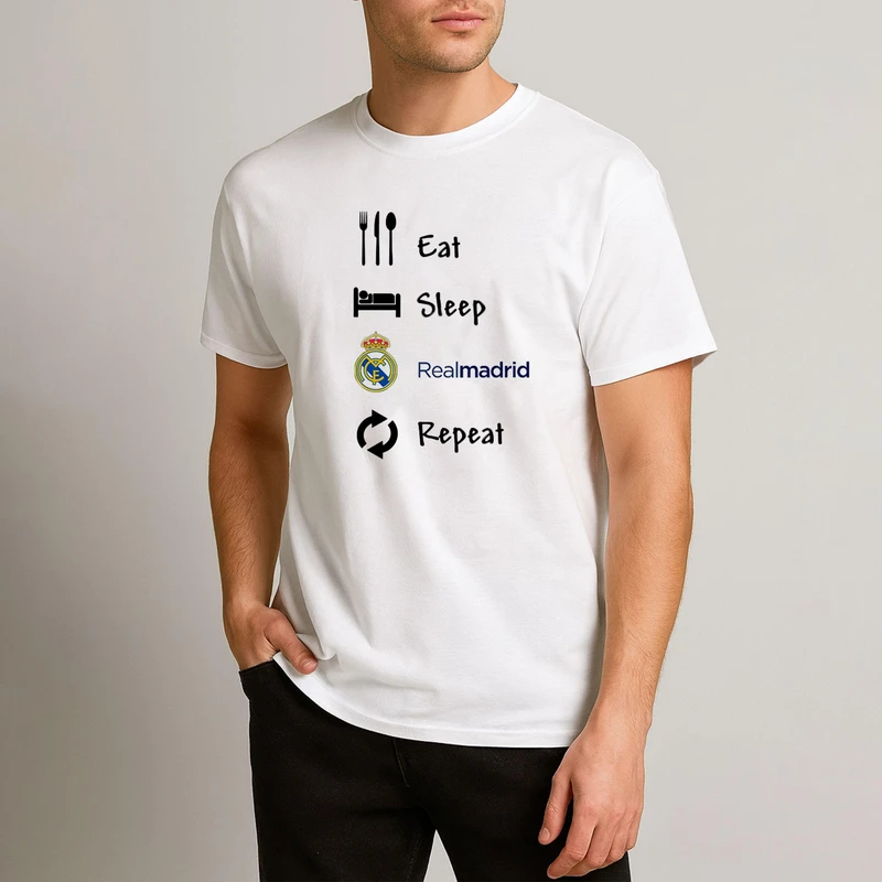 تیشرت آستین کوتاه مردانه طرح رئال مادرید کد 1004
