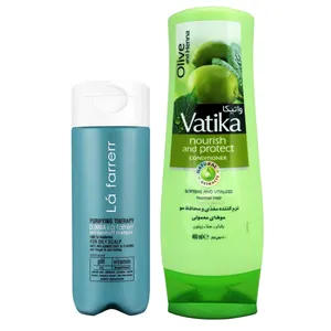 نرم کننده مو واتیکا مدل Olive and Henna حجم 400 میلی لیتر به همراه شامپو ضد شوره لافارر مدل Oily Scalp حجم 180میلی لیتر