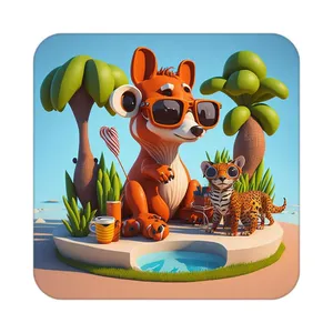 زیر لیوانی کاکتی طرح حیوانات کارتونی مدل mp28811