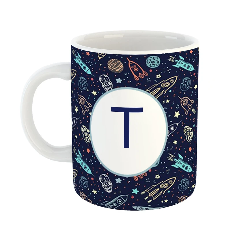 ماگ پادآفرین مدل فانتزی طرح حرف T کد 16