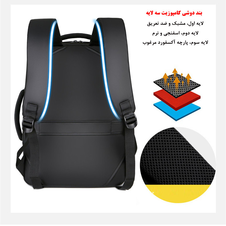 کوله پشتی لپ تاپ کد 1901 مناسب برای لپ تاپ 15.6 اینچی