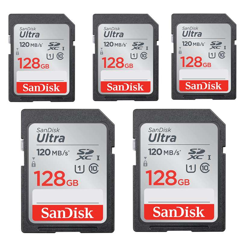 کارت حافظه SDXC سن دیسک مدل Ultra کلاس 10 استاندارد UHS-I U1 سرعت 120MBps ظرفیت 128 گیگابایت بسته 5عددی