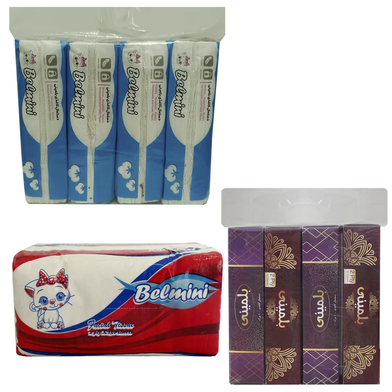 دستمال کاغذی بلمینی مدل خانواده کد B97 مجموعه 9 عددی