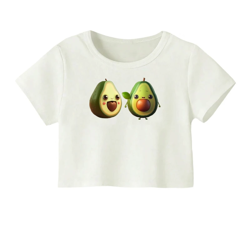 کراپ‌ تی‌شرت آستین کوتاه زنانه مدل آووکادو