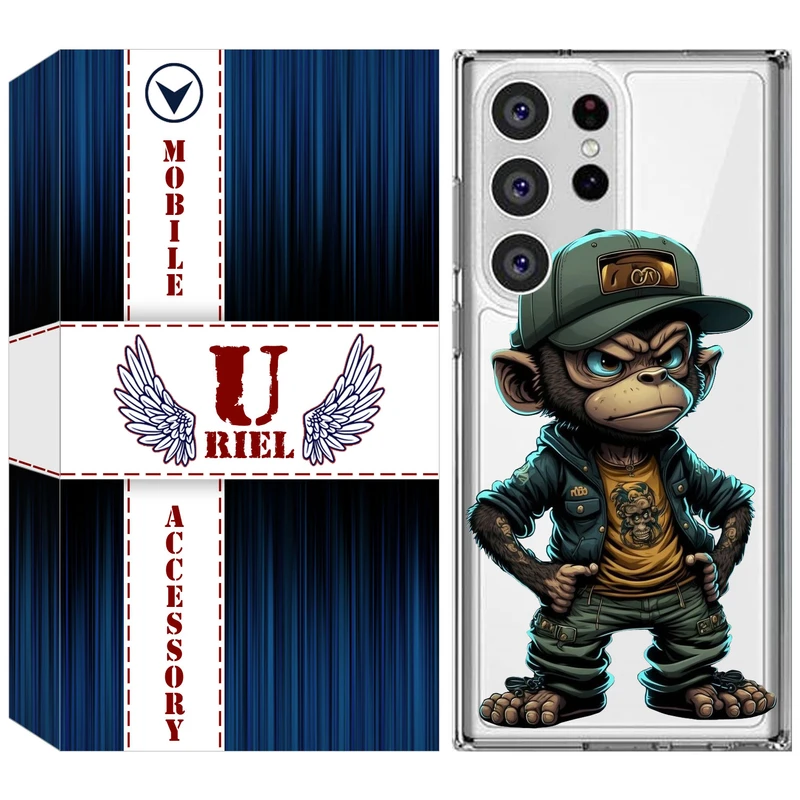 کاور یوریل مدل Clear کد 37 طرح Monkey مناسب برای گوشی موبایل سامسونگ Galaxy S23 Ultra