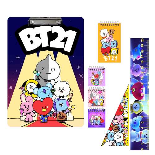 بسته لوازم تحریر مدل بی تی اس BT21 کد 02 مجموعه 7 عددی
