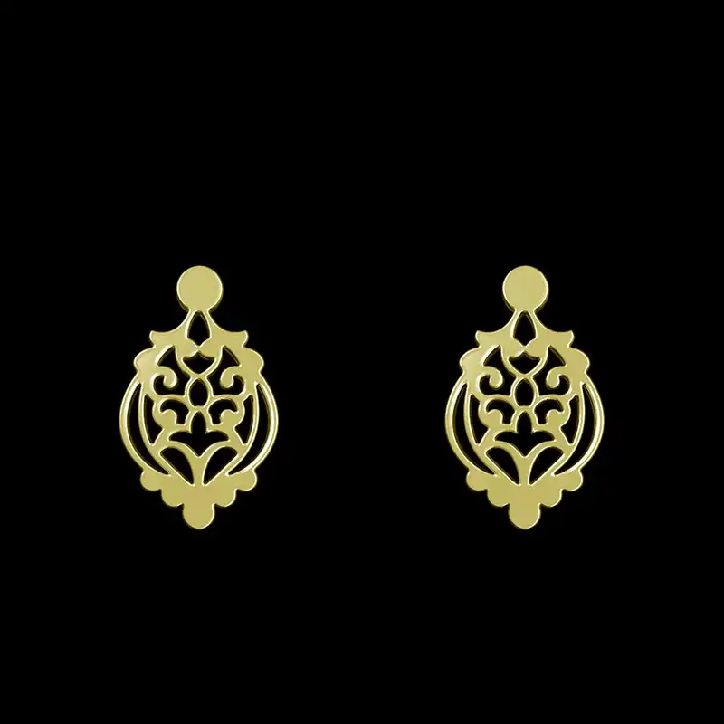 گوشواره طلا 18 عیار زنانه مدوپد مدل اسلیمی کد GA1-15265