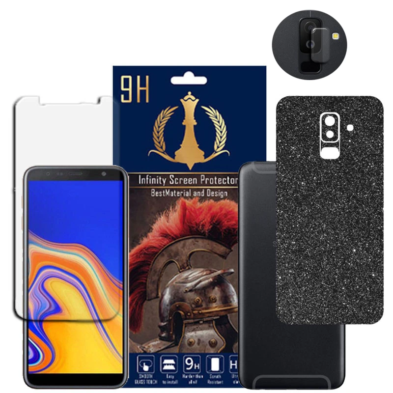  برچسب پوششی اینفینیتی مدل PRO MAX مناسب برای گوشی موبایل سامسونگ GALAXY A6 PLUS به همراه محافظ صفحه نمایش و محافظ لنز دوربین