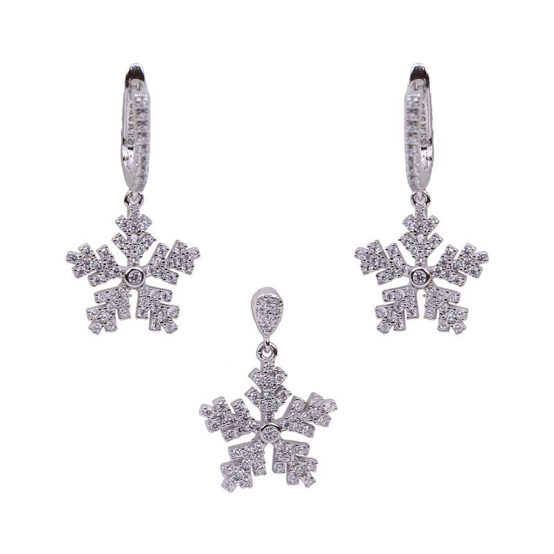 نیم ست نقره زنانه جی تی ای مدل دونه برف نیم ست نقره زنانه جی تی ای مدل دونه برف