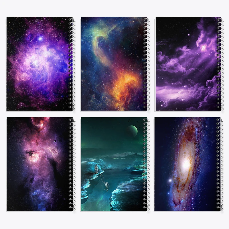 دفتر نقاشی 50 برگ خندالو طرح کهکشان کد 409 مجموعه 6 عددی