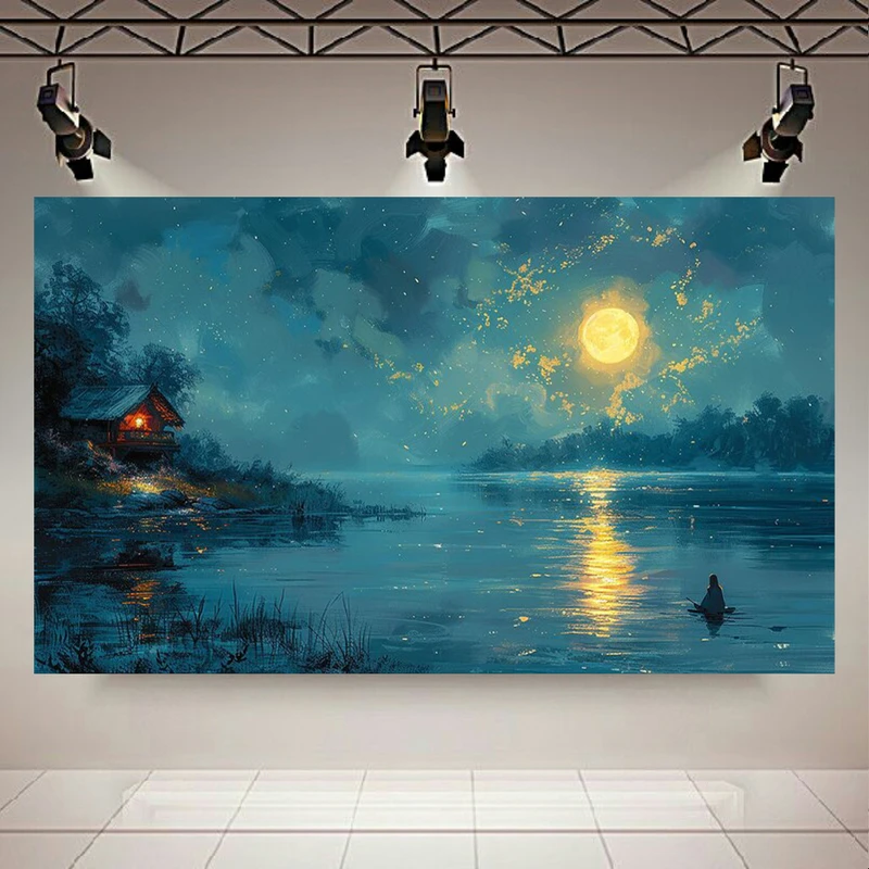  پوستر طرح مخمل نقاشی ماه کامل مدل آسمان شب کد PD130982