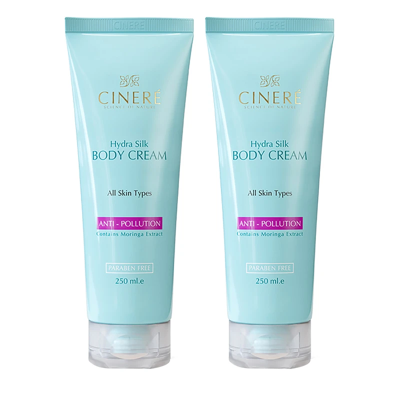 کرم بدن ضد آلودگی هوا سینره مدل HYDRASILK حجم 250 میلی لیتر مجموعه ۲ عددی