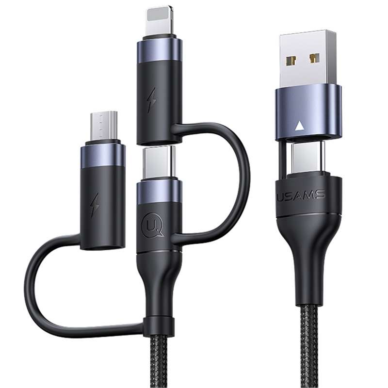 کابل تبدیل USB-c/USB به microUSB/USB-C /لایتنینگ یوسمز مدل US-SJ547 طول 1.2 متر