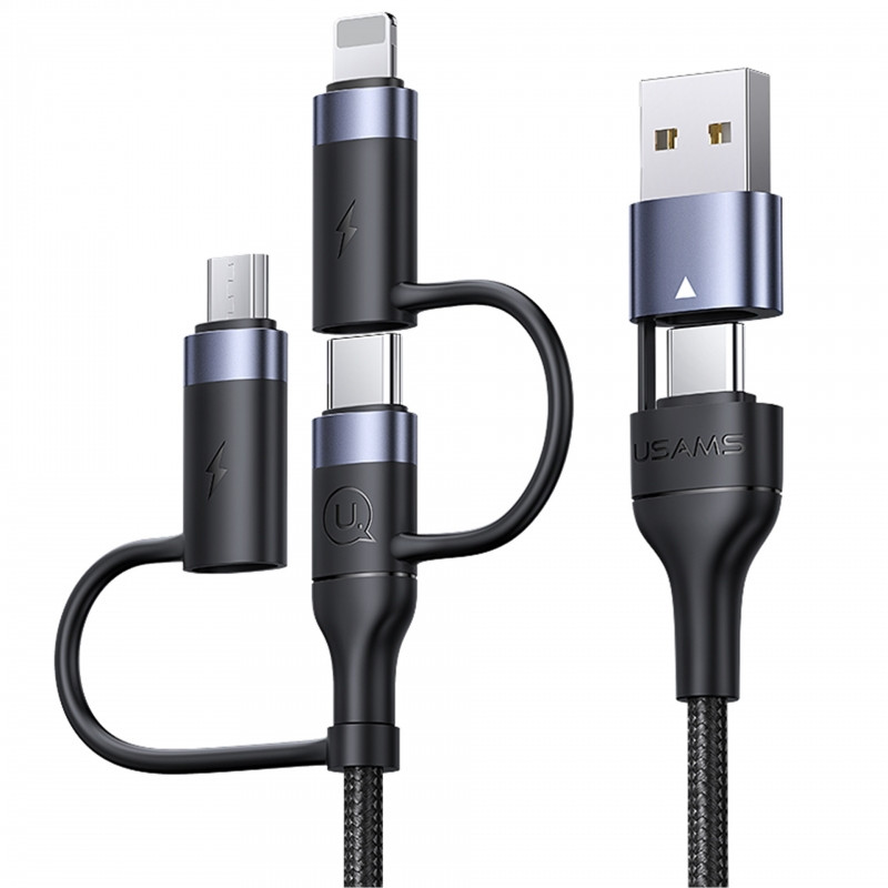 کابل تبدیل USB-c/USB به microUSB/USB-C /لایتنینگ یوسمز مدل US-SJ547 طول 1.2 متر