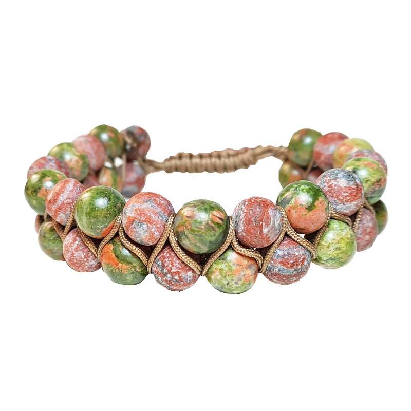 دستبند مدل زمین بافت سنگ اوناکیت و جاسپر