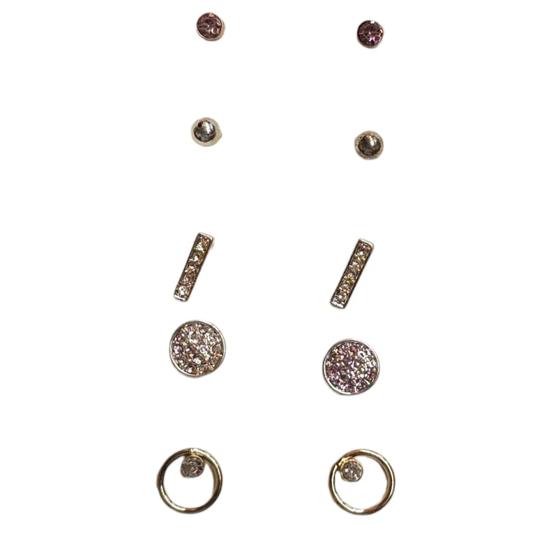 گوشواره زنانه مدل نگین و مروارید مجموعه ۵ عددی