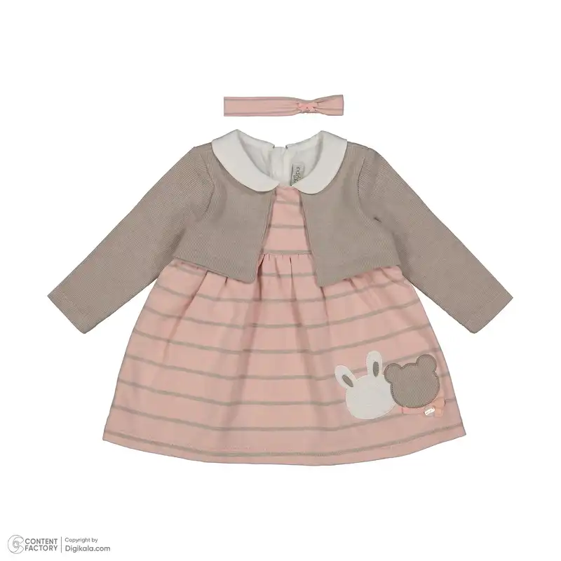 ست پیراهن و هدبند نوزادی ایندیگو مدل 23152