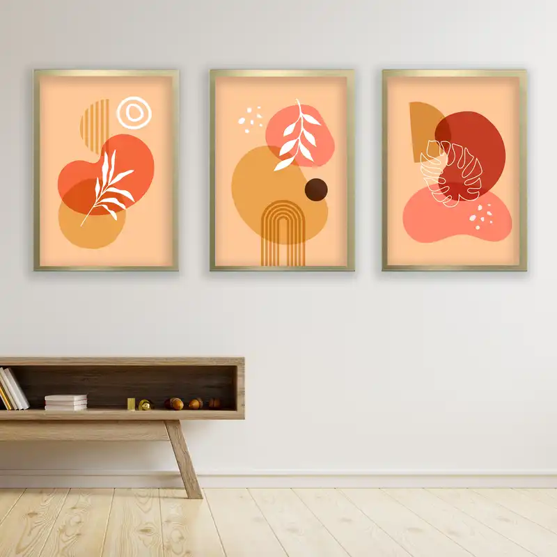 تابلو مدل مینیمال دکوراتیو کد LA-G3053 مجموعه 3 عددی