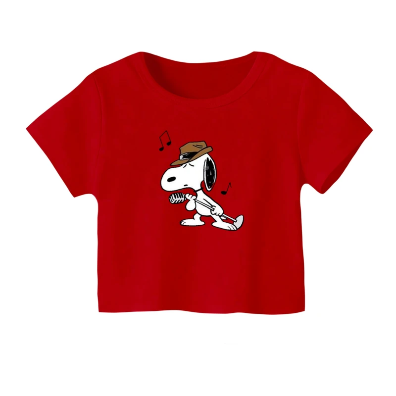 کراپ‌ تی‌شرت آستین کوتاه زنانه مدل اسنوپی کد ۱۸