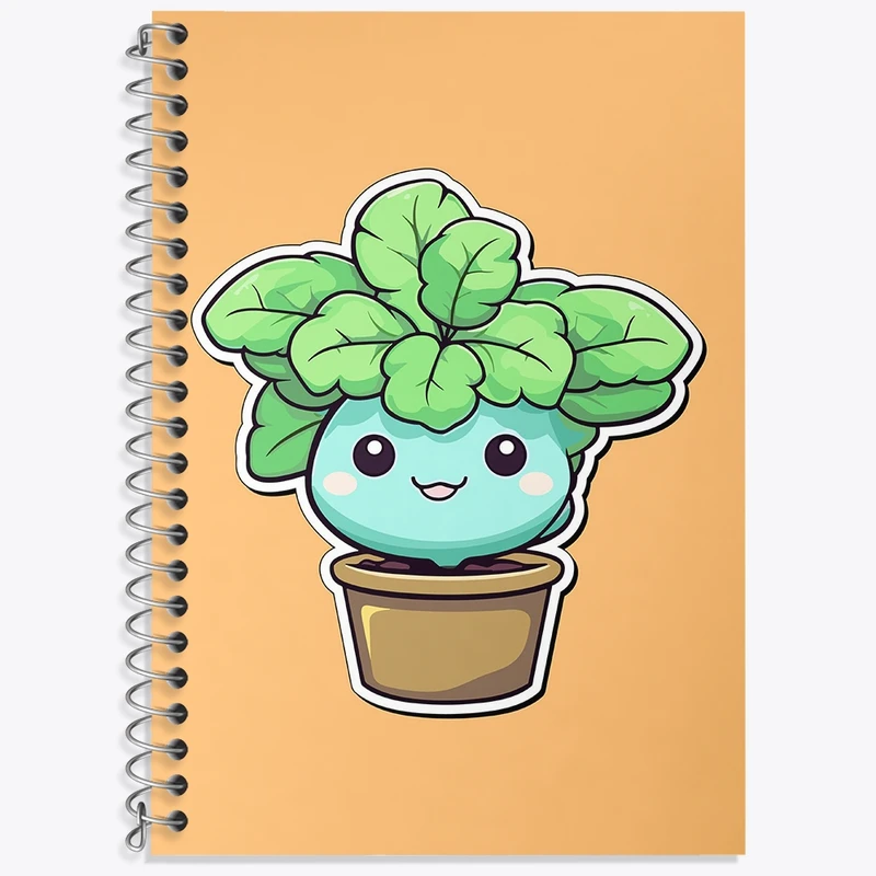 دفتر زبان 50 برگ خندالو مدل دو خط طرح گل و گیاه کد 36619