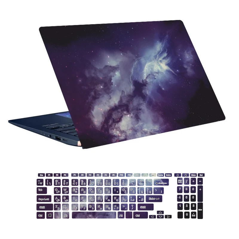 استیکر لپ تاپ توییجین و موییجین طرح Space کد 101 مناسب برای لپ تاپ 15.6 اینچ به همراه برچسب حروف فارسی کیبورد 