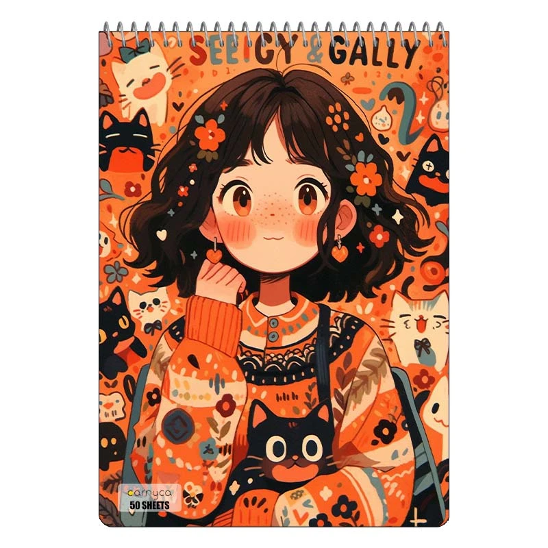 دفتر نقاشی 50 برگ سیمی کارنیکا طرح دخترانه کیوت Girly Cute کد 57007