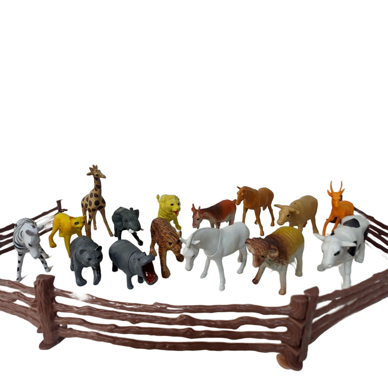 فیگور مدل باغ وحش حیوانات وحشی و اهلی بسته 15 عددی