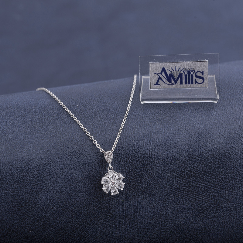 گردنبند نقره زنانه مدل فلاور M139