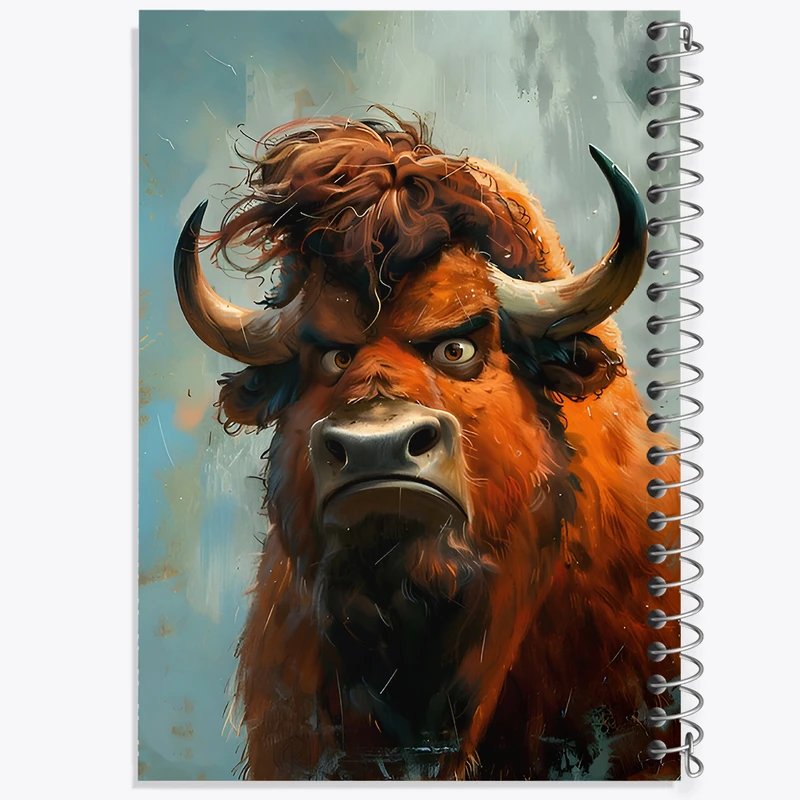 دفتر ژورنال نویسی 50 برگ خندالو مدل نقطه ای طرح گاومیش عصبانی کد F6571