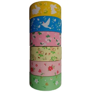 چسب نواری مدل واشی طرح طبیعت عرض 1.5 سانتی متر مجموعه 6 عددی