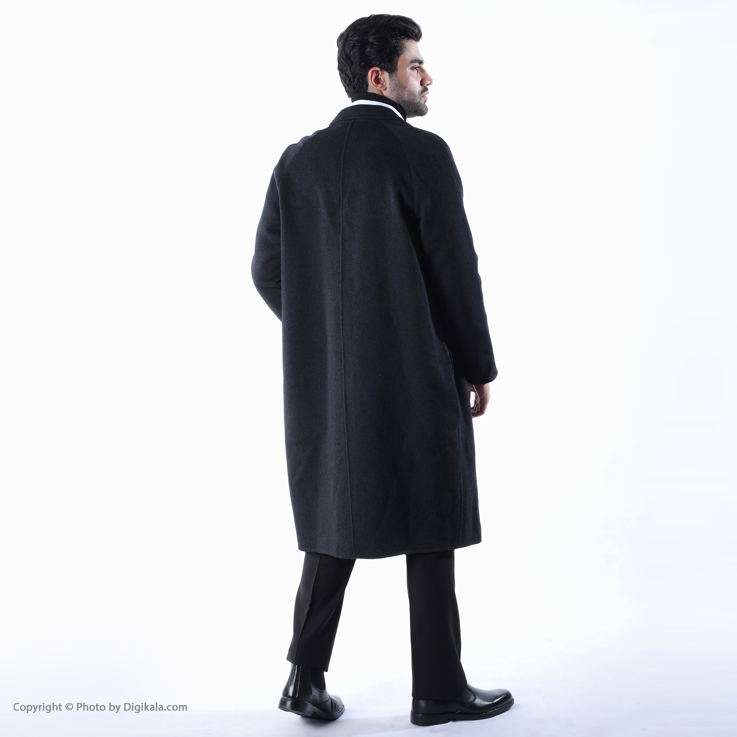 پالتو پشمی بلند مردانه - مانگو - زغالي - 11