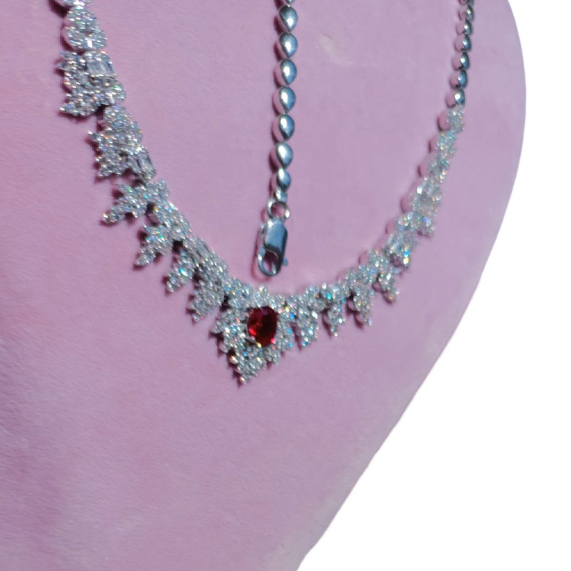 نیم ست نقره زنانه مدل گلبرگ نگین دار