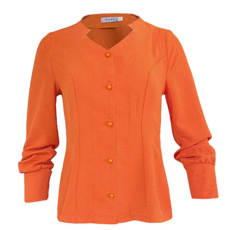 شومیز آستین بلند زنانه مدل دلبری رنگ نارنجی
