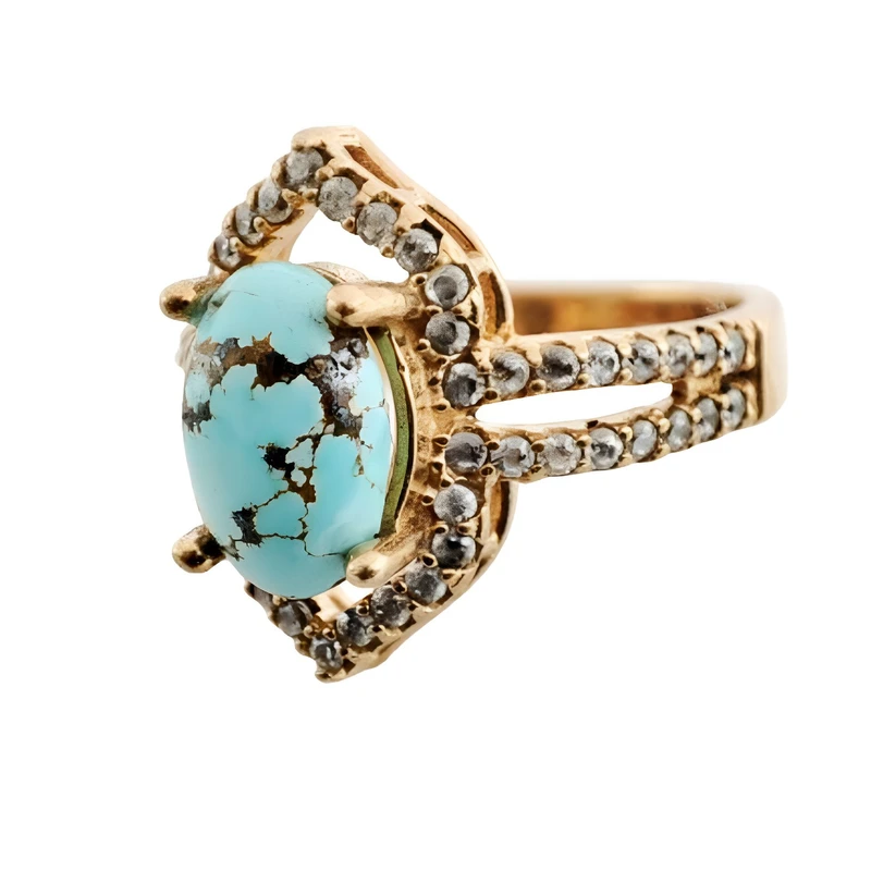 انگشتر زنانه مدل طلا روس فیروزه اصل q031