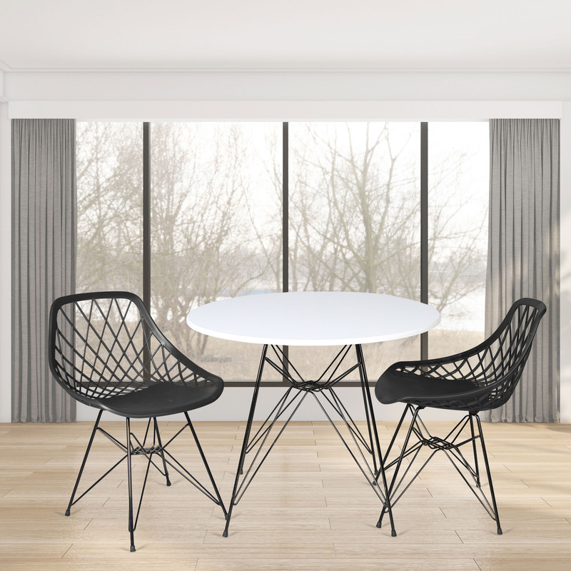 میز و صندلی ناهارخوری دو نفره مدل الماس فایبرگلاس پایه فلزی GS