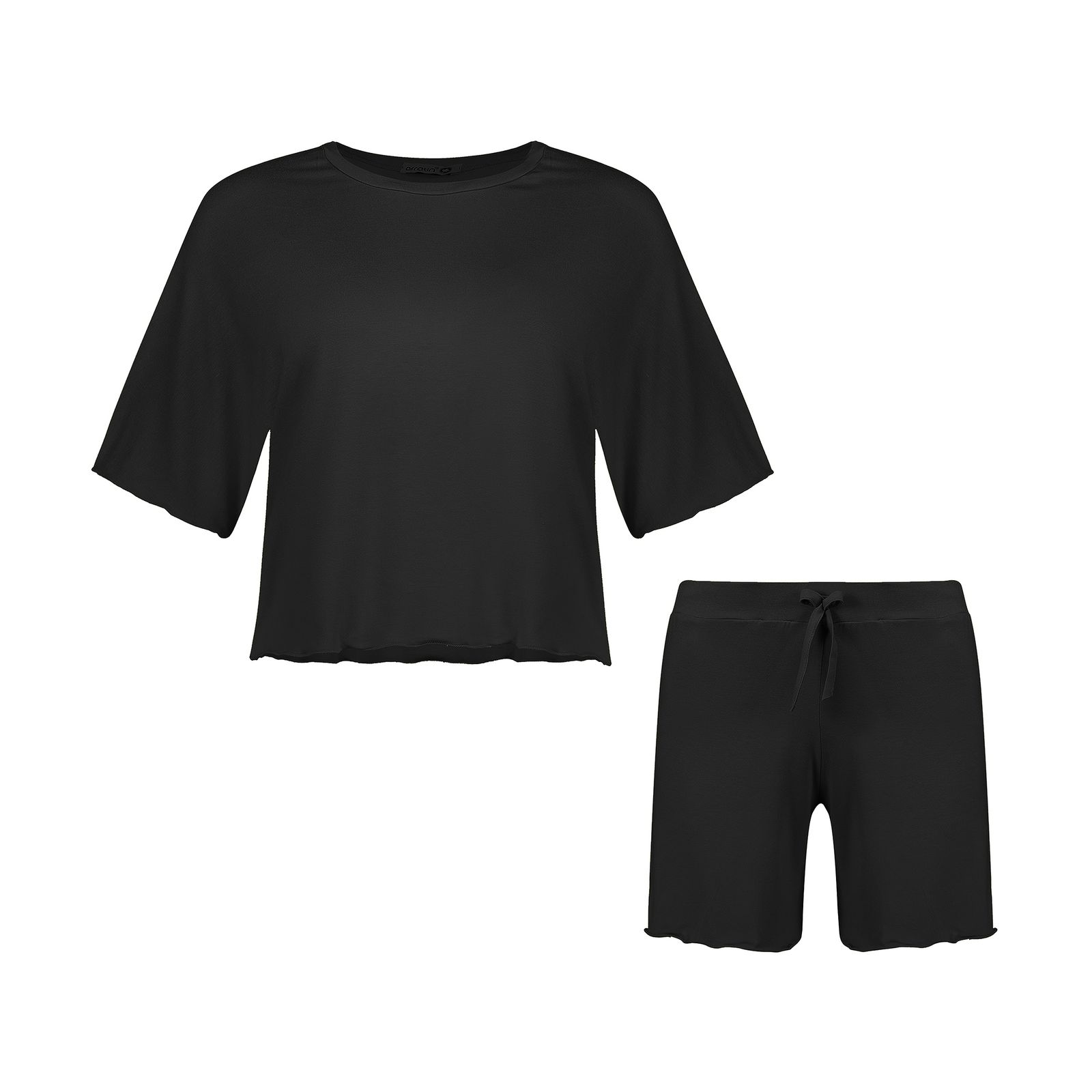 ست تیشرت و شلوارک زنانه افراتین مدل آرام رنگ مشکی