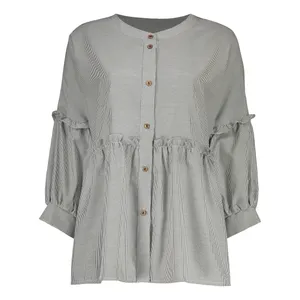 شومیز آستین بلند یقه گرد زنانه مدل گلرخ