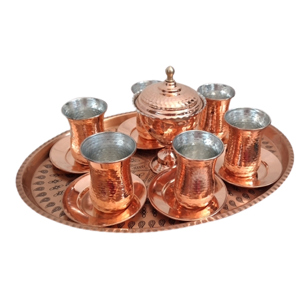 سرویس چای خوری ۱۴ پارچه مسی مدل A20