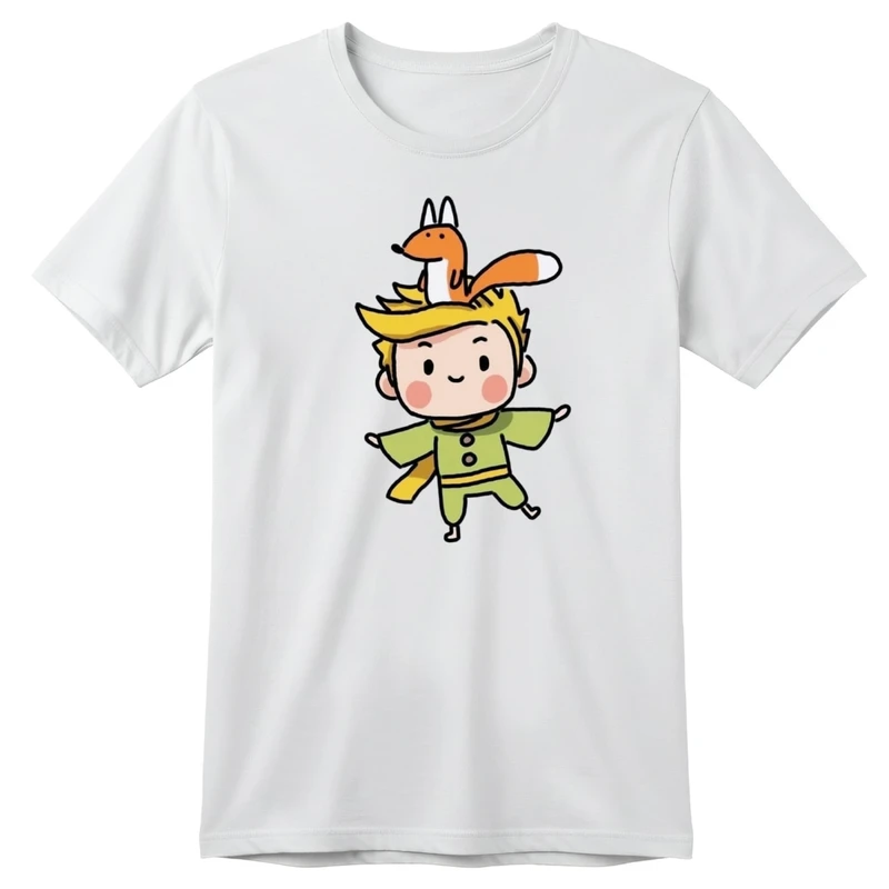 تی‌شرت آستین کوتاه بچگانه مدل شازده کوچولو و روباه کد p1 