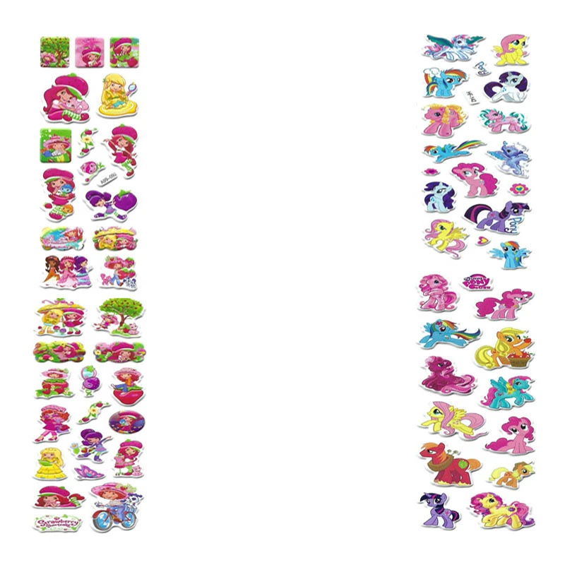 استیکر کودک طرح یونیکورن و دختر توت فرنگی کد Aru111 مجموعه 2 عددی 