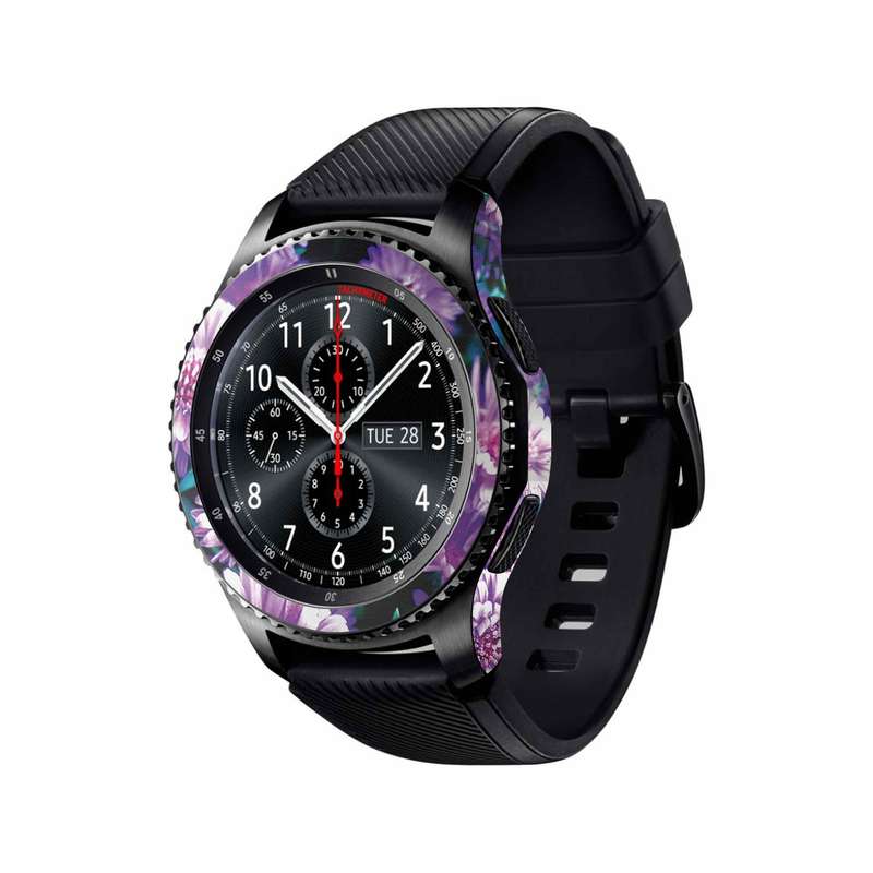 برچسب ماهوت طرح Purple-Flower مناسب برای ساعت هوشمند سامسونگ Galaxy Gear S3 Frontier