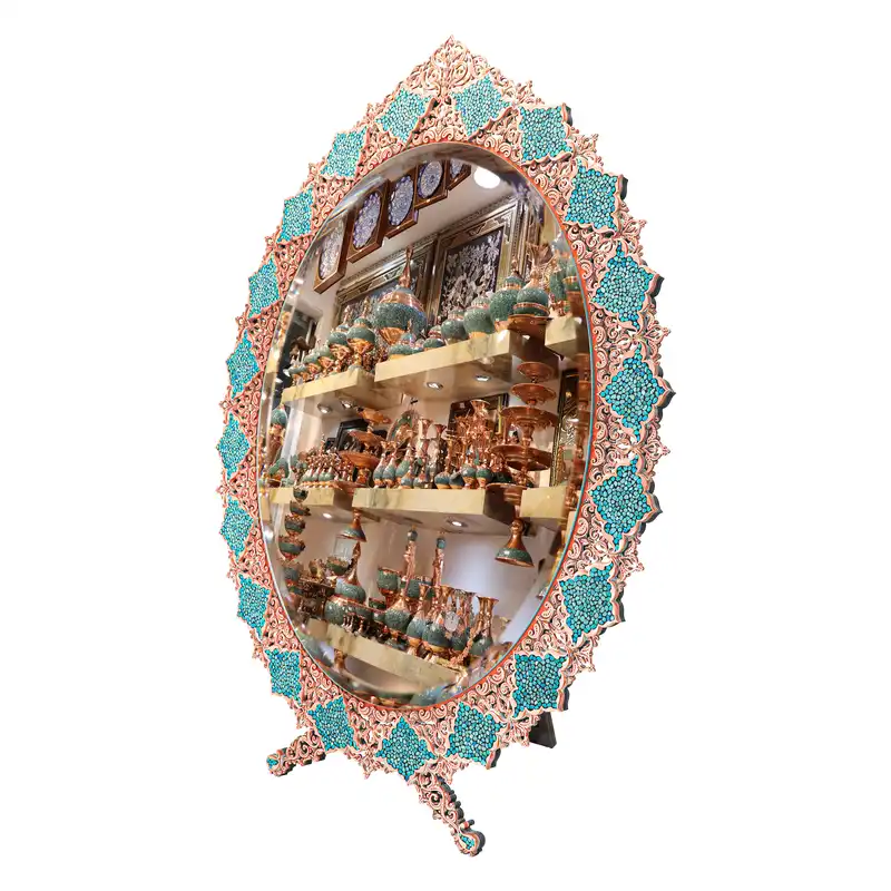 آینه فیروزه کوبی مدل قلم نقره کد Magnificent-Art